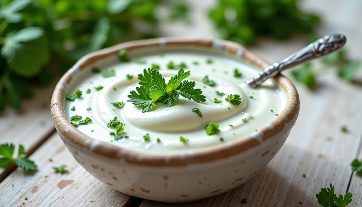 Recette rapide de sauce falafel maison au yaourt parfumé aux herbes fraîches